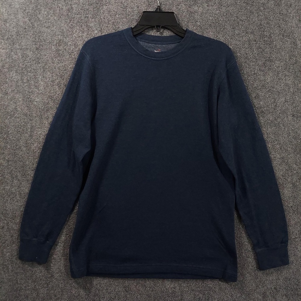 Terramar Shirt Mens Large Blue Long Sleeve Wool Blend Thermal Top Base Layer‎
